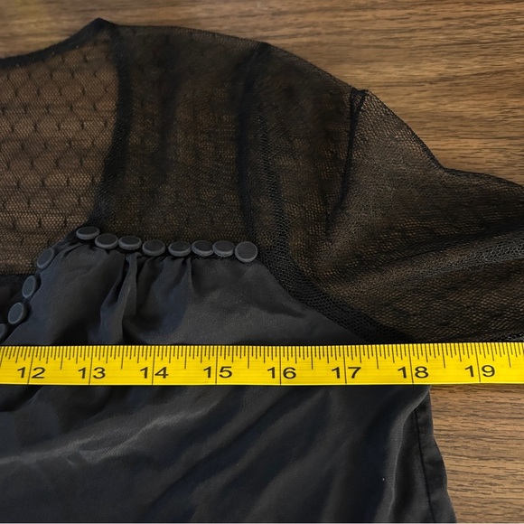 BCBGeneration Black Sheer Silk Mesh Sleeve Blouse S-M *Brand/Size Tag missing* - Picture 7 of 9